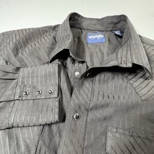 Wrangler XLT Western Snap Shirt Black Striped Long Sleeve Pearl Button Mens Tall